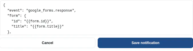 FormBeacon Webhook JSON editor using variables only in string values